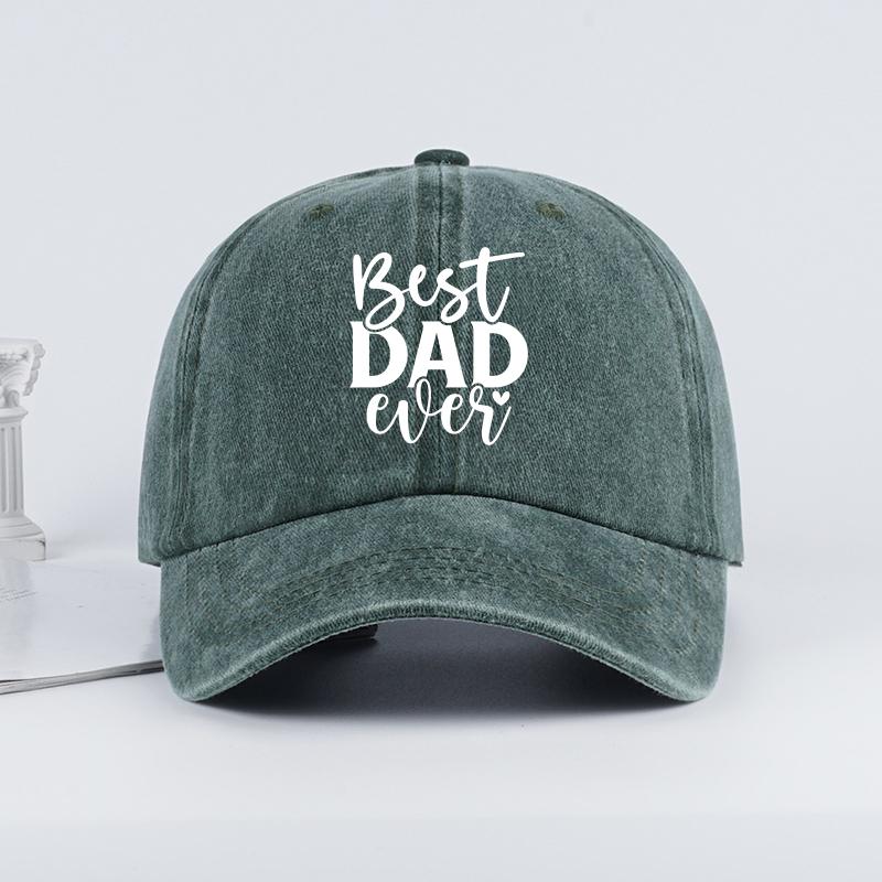 Best DAD Ever Printed Vintage Washed Baseball Cap Adjustable Casual Unisexs Fathers Day Gift Dad Cap Fishing Hiking