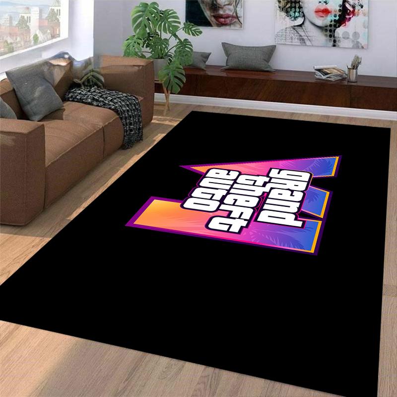 Grand Theft Auto Logo Rug for Gamers Suitable for Use As an Anti-slip Game Mat for Living Room and Bedroom Sofas
