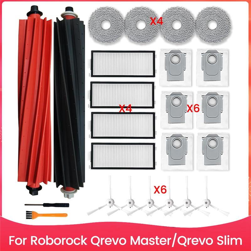 Promotion!Replacement Parts For Roborock Qrevo Master/Qrevo Slim Robot Vacuum Cleaner Main Side Brushes HEPA Filters Mop Pads Du