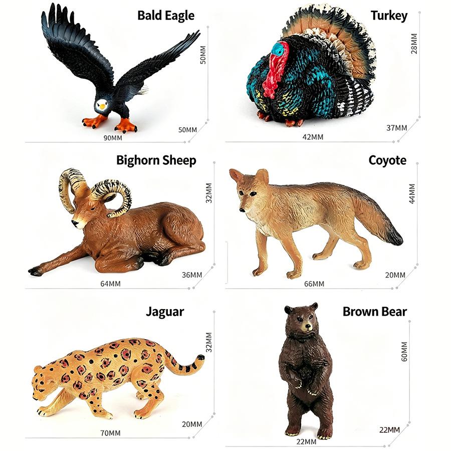 "1-9 inch Plastic Animal & Dinosaur Model Toy Set"