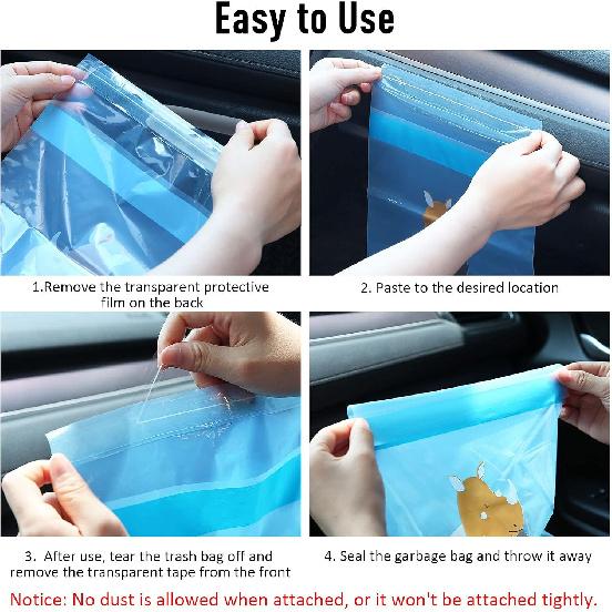 Upgraded Car Trash Bag, 45pcs Easy Stick-On Disposable Car Garbage Bags, Waterproof Leak-proof Vomit Bag, Kitchen Storage Bag, Suitable for Car