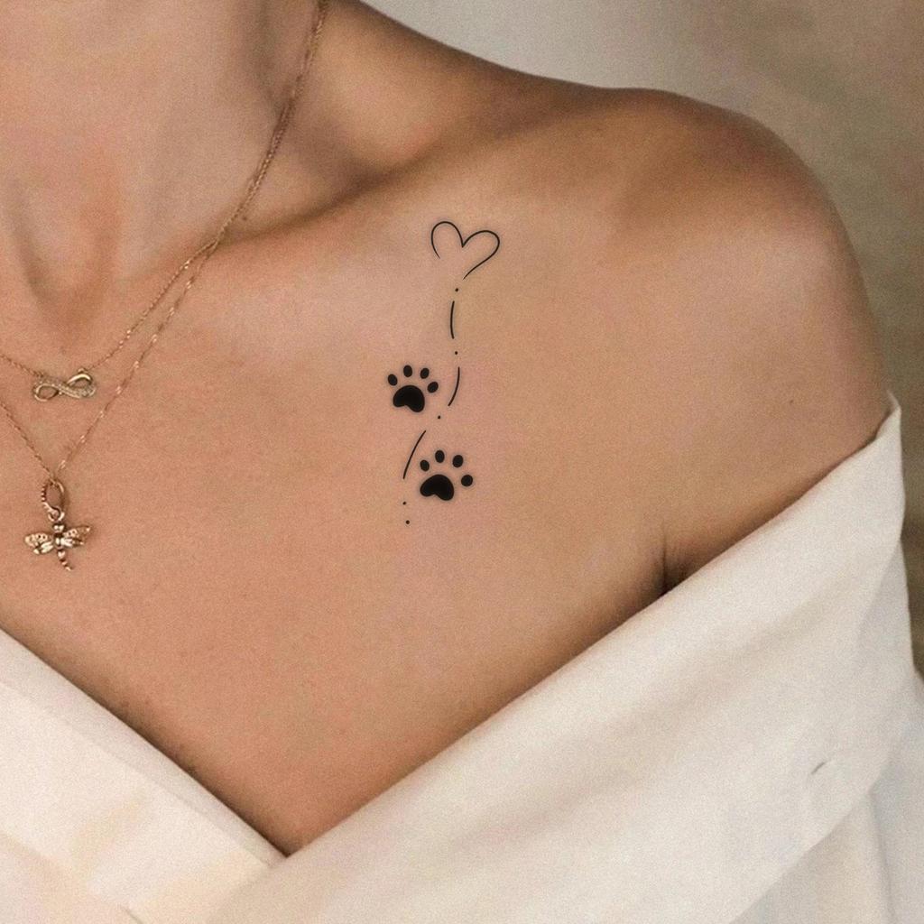 Cute Simple Love Line Cat Claw Tattoo Sticker Lasting Waterproof Premium Tattoo Sticker