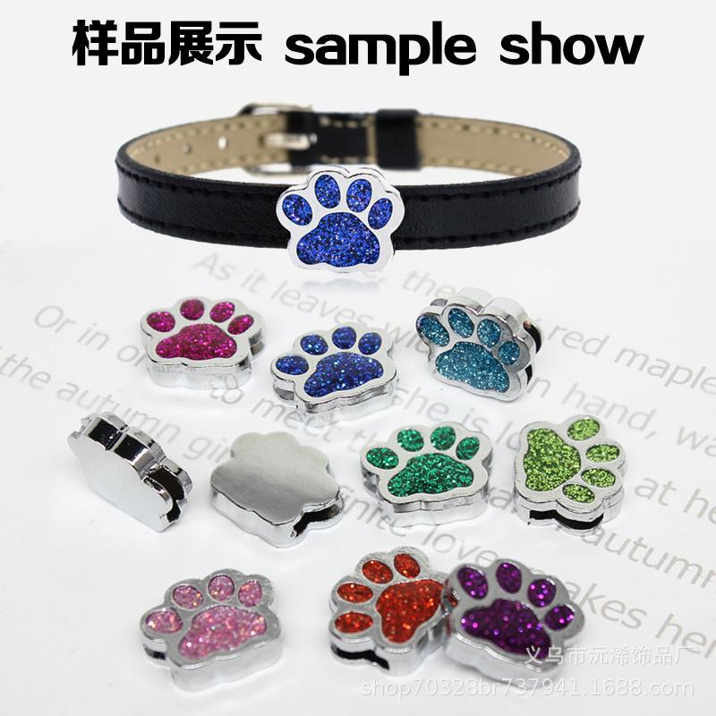 8mm Glitter Dog Paw Print Ribbon for DIY Jewelry & Pet Collar Accessories