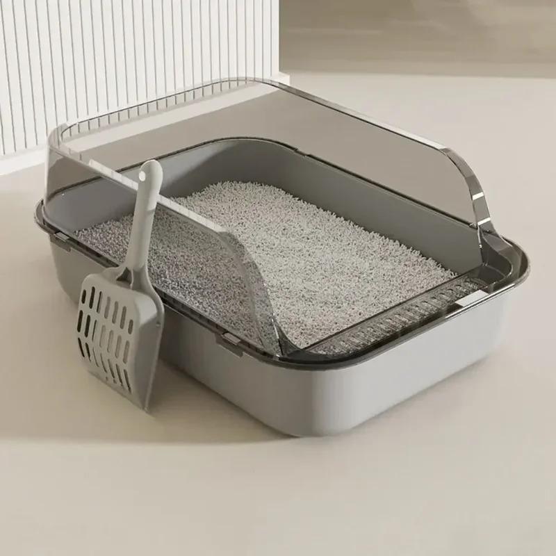 Open Top Cat Litter Box with High Sides, Splashproof Kitty Toilet Tray for Indoor Cats Rabbits, Easy Clean Large Capacity Pan