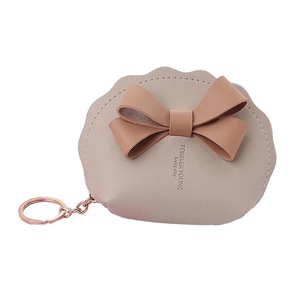 Cute Bow Small Bag Women PU Leather Coin Purses Fashion Zipper Handbag Girls Coin Card Holder for Kids Purses Keychain Wallet