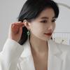 2026 New Asymmetric Green Square Tassel Long Earrings Korean Design Jewelry Girls Fashion Accessories Drop Earrings For Woman
