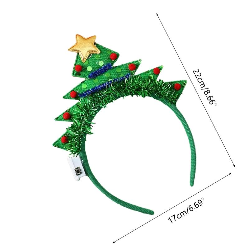 Flashing Christmas Headband with Built-in LED Light New Year Headgear Festive Hair Accessories for Holiday Parties