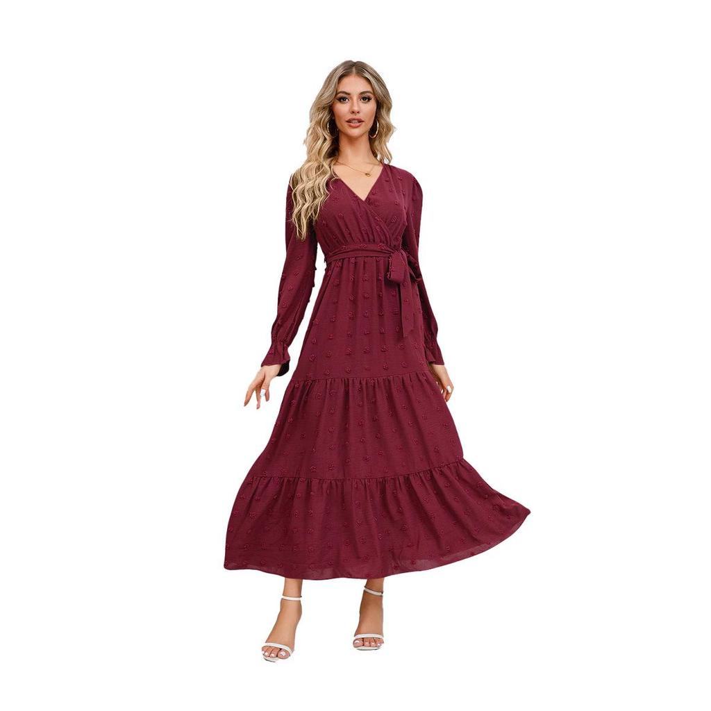Women's Solid Color Big Swing Casual Long Dress for Autumn/Winter 2023