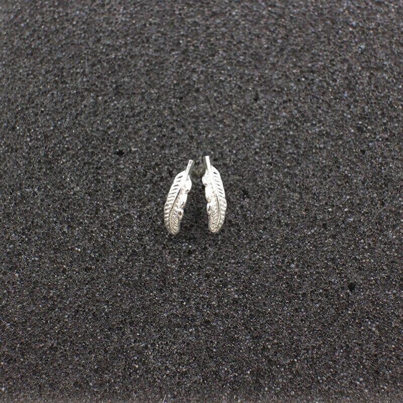 925 Sterling Silver Small Feather Stud Earrings for Women Party Pendientes Brincos Prevent Allergy Jewelry Eh560