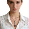 Oval Pendant Necklace For Women Vintage Red Quartz Crystal Clavicle Chain Jewelry Accessories for Party