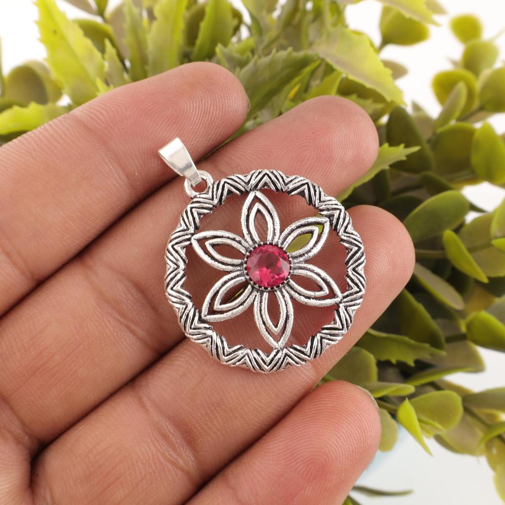 Pink Rubellite Gemstone Jewelry, 925 Solid Sterling Silver Pendant, Beautiful Silver Pendant, Handmade Healing Pendant For Women