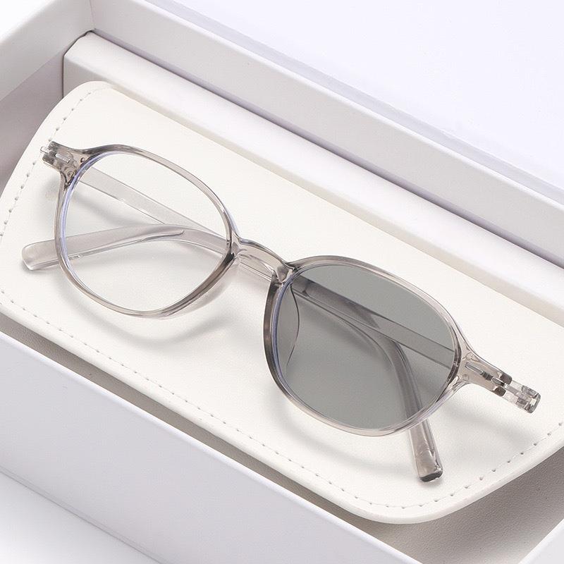 

Новые винтажные фотохромные очки для близорукости в корейском стиле, ретро круглая оправа, HD защита от синего света, меняющие цвет очки для близи +2.0 0 серый