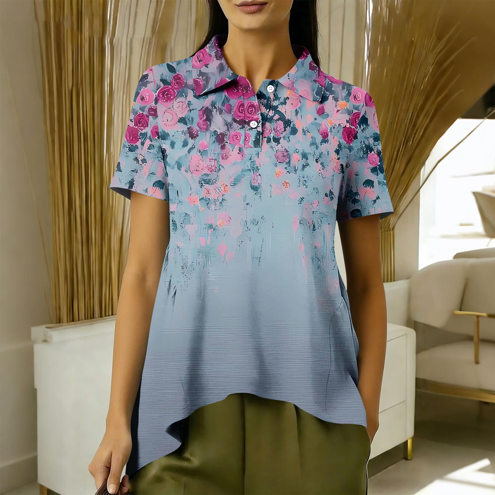 

Women s Fashion Casual Short Sleeve Floral Print Top XXL