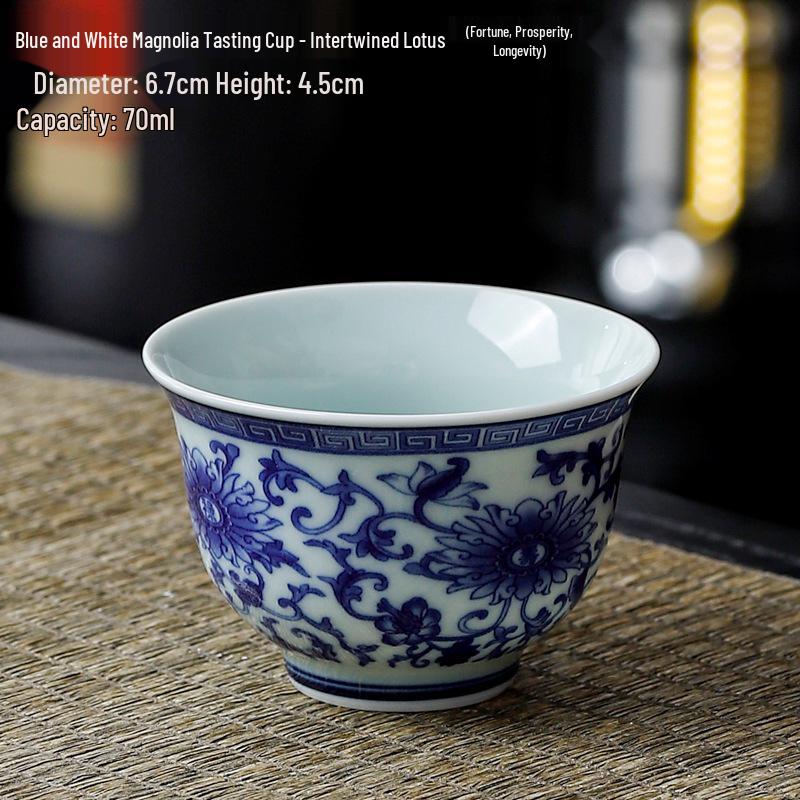 Dehua Ceramics Retro Blue & White Kung Fu Tea Cup - Exquisite Small Scent Tasting Cup for Guests