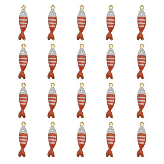 20Pcs Enamel Fish Charms Stainless Steel Fish Pendants Double-sided Striped Mini Fish Charms for DIY Jewelry Making Earring Necklace Bracelet Keychain