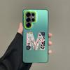 Phone Case For Samsung Galaxy S26 S25 S24 S23 S22 Ultra S20 S10 S21 FE 5G Plus Silver IMD Cover Art Initial Letter M Flowers