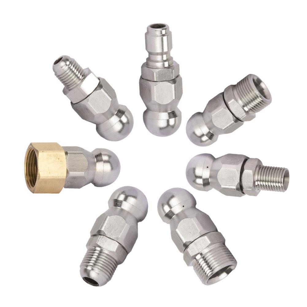 Professional Pressure Washer Drain Cleaning Nozzle High Pressure Water Jet Pipe Nozzle Unclogging Steel Sewer & Pipe Maintenance