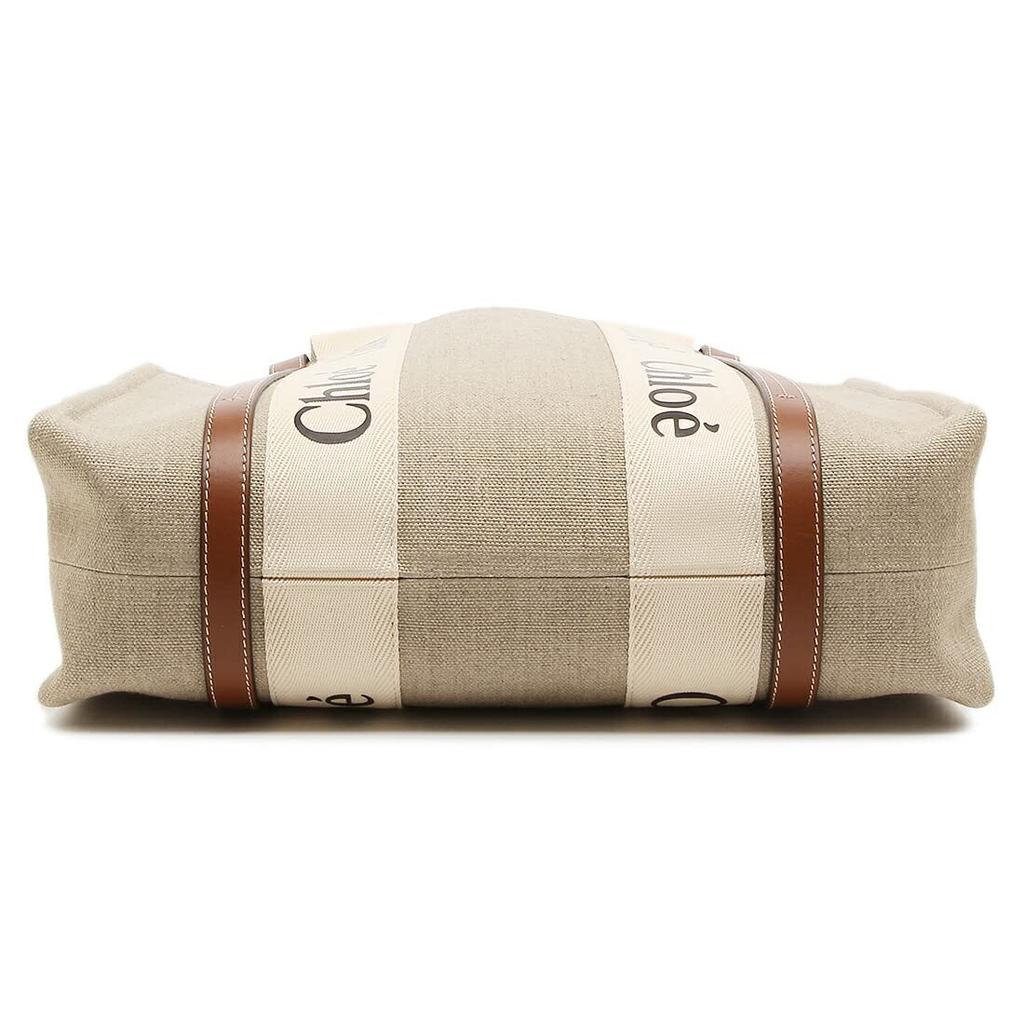 Chloe Woody Medium Tote A4 Size Compatible Bag, Beige/Brown, Women's, CHC22AS383I26, 90U, [Used]