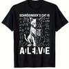 Herren Schrödinger's Katze Leben und Tod Physik Grafik T-Shirt Weich und Gemütlich Schwarz Lässig Bequem Ideal für Jeden Tag Reisen Sport