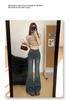 Women's 2025 American Retro High-Waisted Micro-Flare Jeans - Slimming Flattering Horseshoe Design for Early Autumn