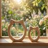 Wooden Glass Cylinder Tube Vase Creative Green Plant Rearing Vase  Indoor Plant Display