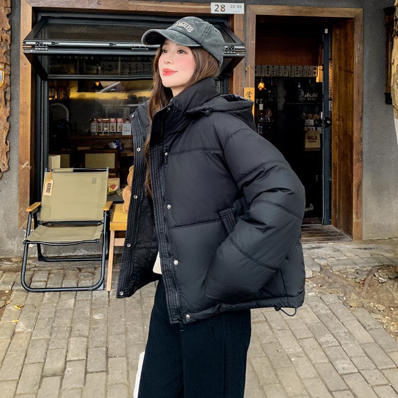 Down cotton jacket women's short 2025 winter new student hooded cotton jacket Korean version thickened bread jacket padded jacket