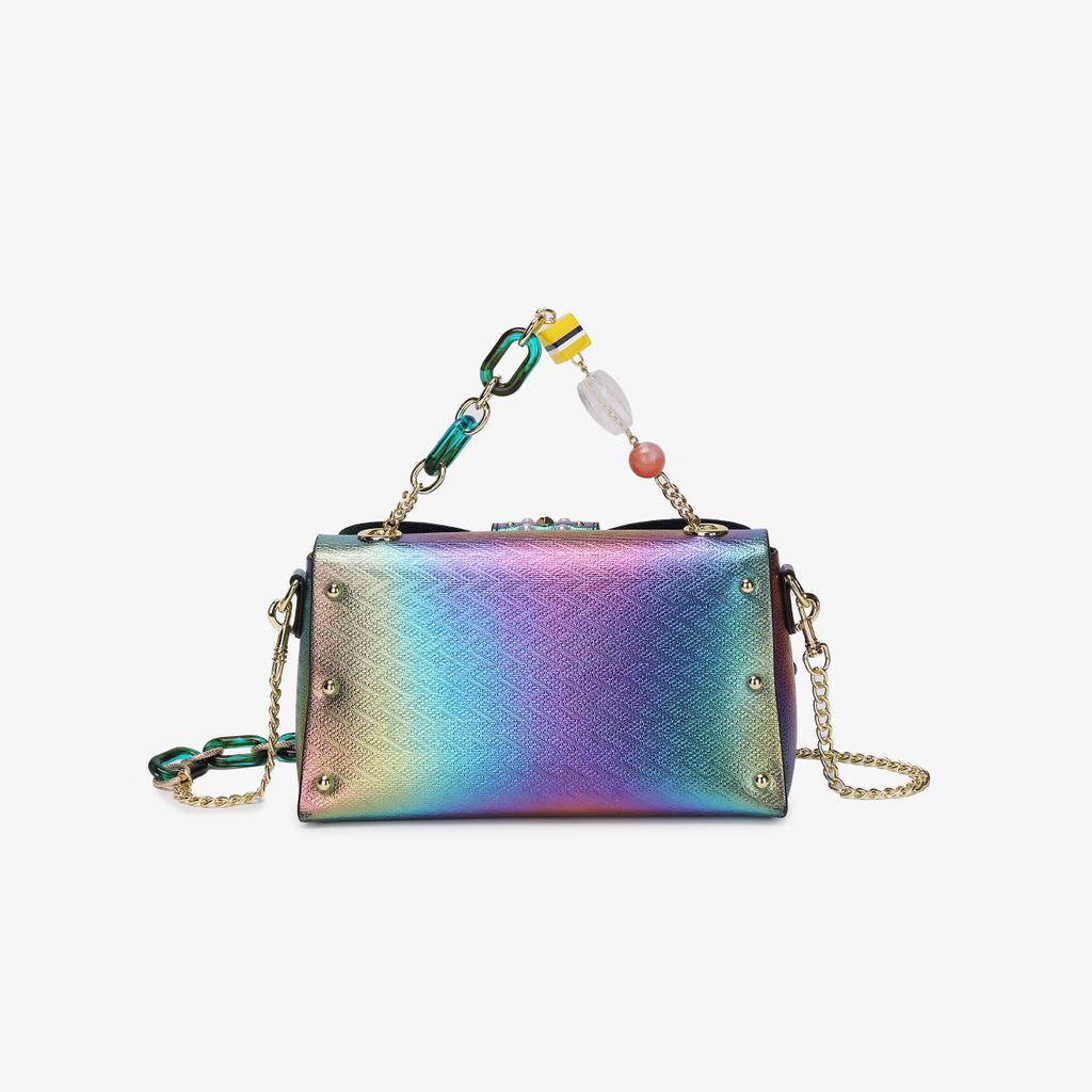 Pearl Colorful Rivet Wing Bag With Leather Tide Bag Chain Gradual Change Handbag Dinner Bag Dragonfly Shoulder Bag