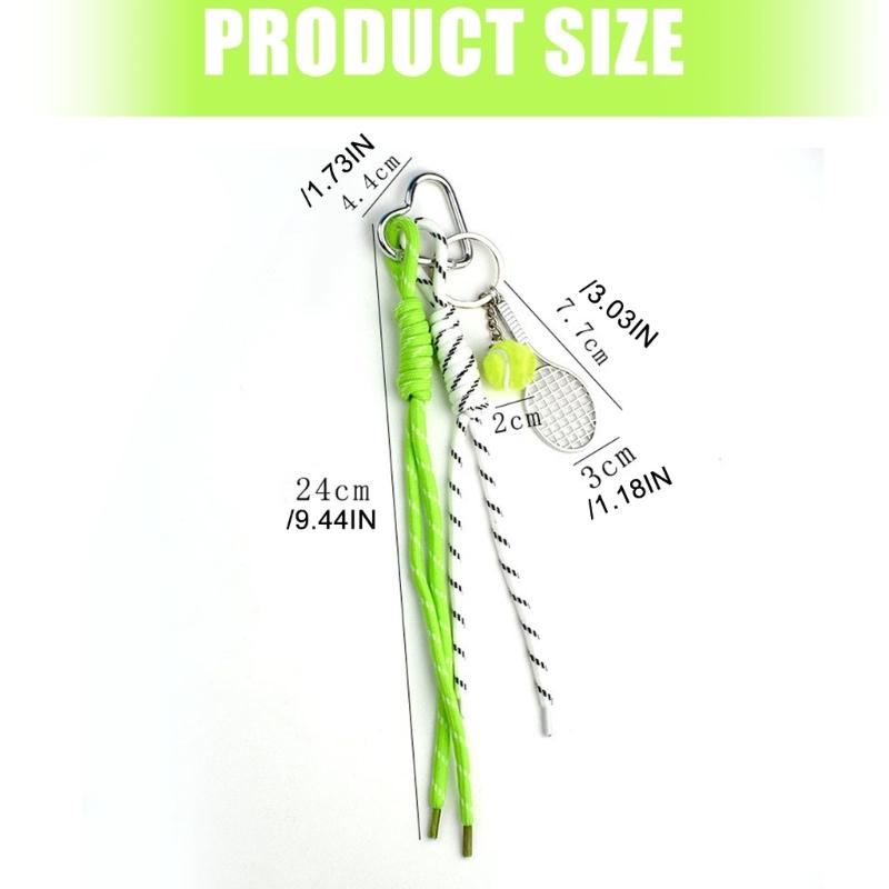 Elegant Color Panel Tennis Keychain Charm For Bags Access Modern Couple Gift Permanent Mixture Rope Thin Addition