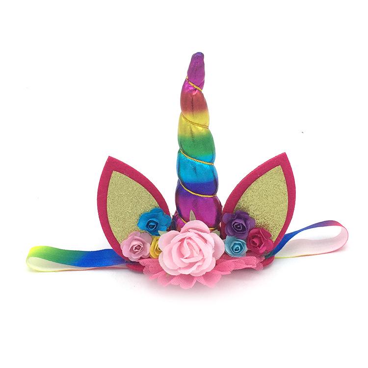 Unicorn Birthday Headband for Kids with Golden Horn