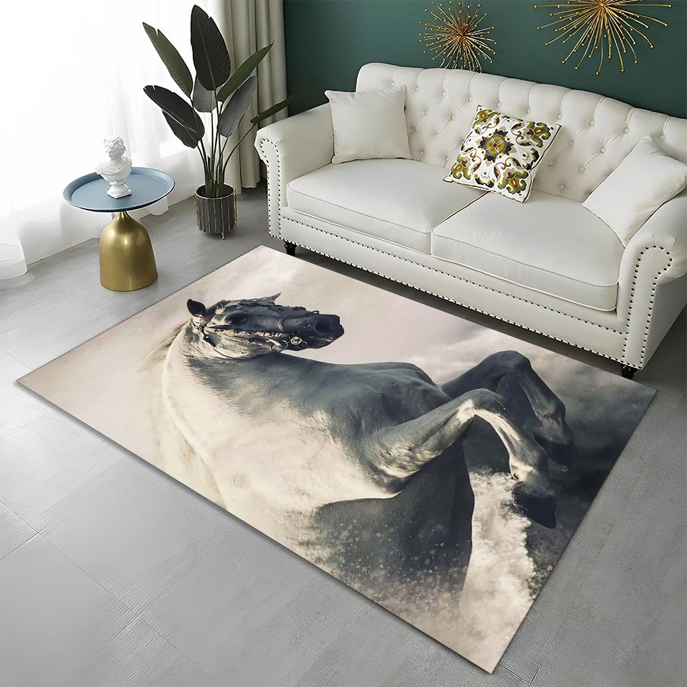 3D Animal Pentium Gallant Horse Steed Carpet Rug for Home Living Room Bedroom Sofa Doormat Decor,kid Area Rug Non-slip Floor Mat
