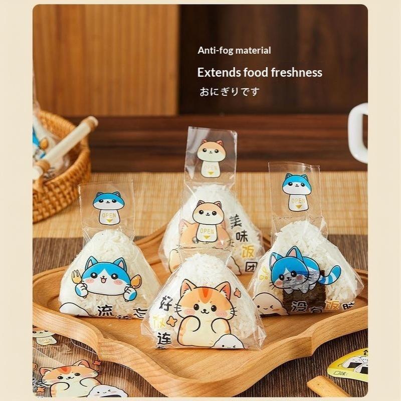50Pcs Triangle Rice Vegetable Roll Onigiri Sushi Disposable Packaging Bags Lunch Bento Accessories