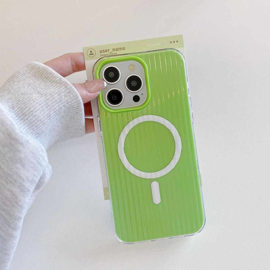 Magnetic stripe 2-in-1 suitable for iPhone17Pro max Apple 16 mobile phone case 15/14 simple candy color