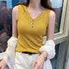 Women's Ice Silk V-Neck Knitted Camisole: Korean Style Sleeveless Outer & Inner Wear for Summer