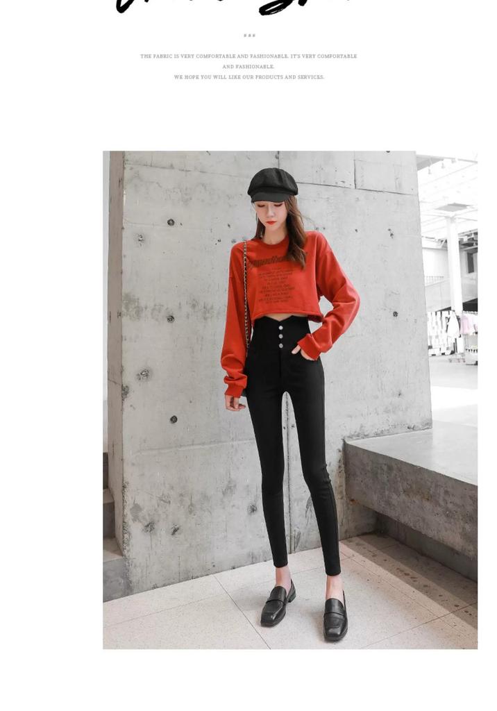 Women's Plus Velvet Thick Black Leggings: Elastic, Skinny, Pencil Pants for Spring, Autumn, Winter.