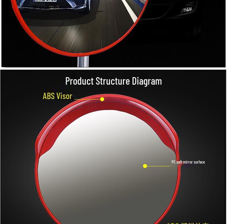 80cm Wide-Angle Outdoor Traffic Convex Mirror for Blind Spots and Corners