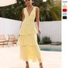 New Pure Desire Style Internet Celebrity Explosion Summer French Cake Skirt Femininity Sleeveless V-neck Dress