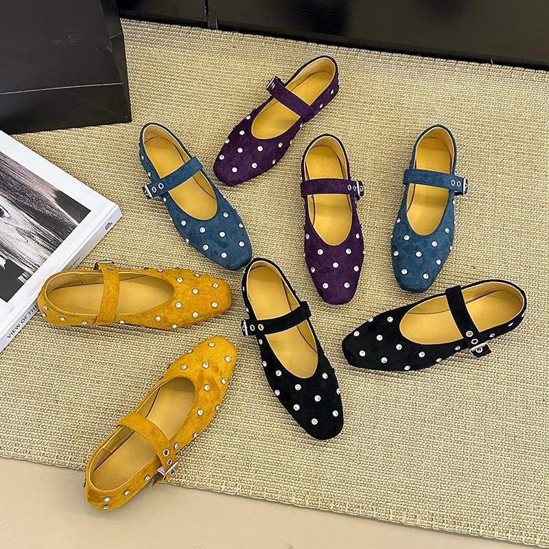 Fashion Mary Jane Shoes for Women New Fashion Medium Heeled Women Single Shoes Soft and Comfortable Red Ballet Shoes Zapatos De Mujer