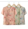 Mother's Day Chinese Style Summer Blouse - Short-Sleeved, Middle-Aged Women's Fashion Top