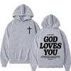 God Loves You Hooded Men's/Women's Autumn/Winter Retro Streetwear Y2K Harajuku Casual Outdoor Fitness Hiking Pullover Hooded