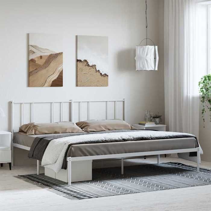 VidaXL Cadre de lit métal avec tête de lit blanc 193x203 cm 352535