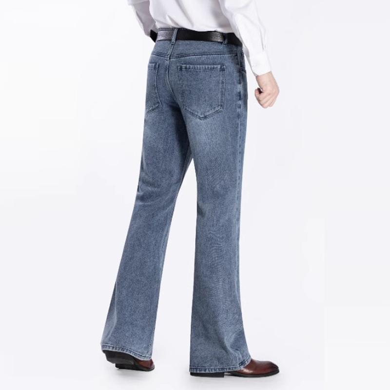 Men's Denim Flared Jeans Men's Mid Rise Stretch Light Blue Jeans
