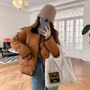Real shot light down cotton clothes women's corduroy lapel short fashion casual cotton-padded jacket winter