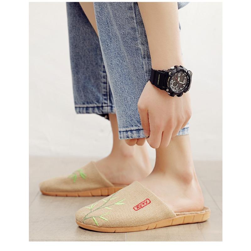 Chaussons en lin pour femme avec dessus brodé en été