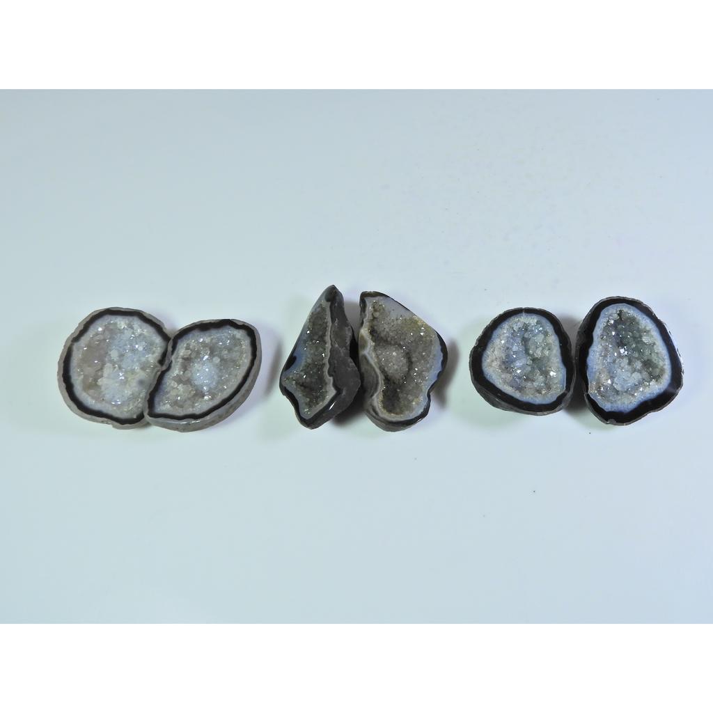 Dyed Slice Druzy Agate Matched Pair Cabochon Loose Gemstone 3Pair Lot 185Cts A-736