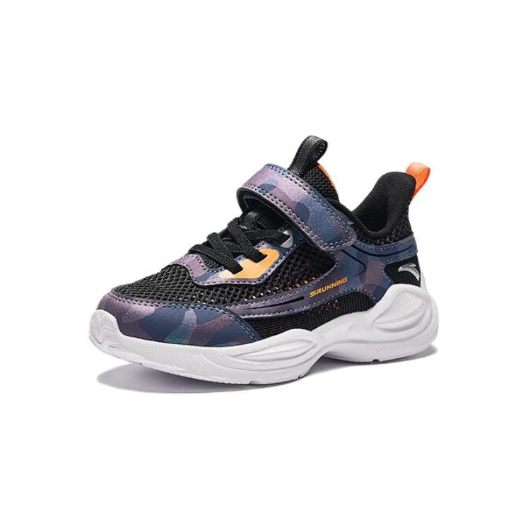 Anta Kids Non-Slip Wear-Resistant Low-Top Running Shoes Kids sneaker Black Purple Orange A312429977-4