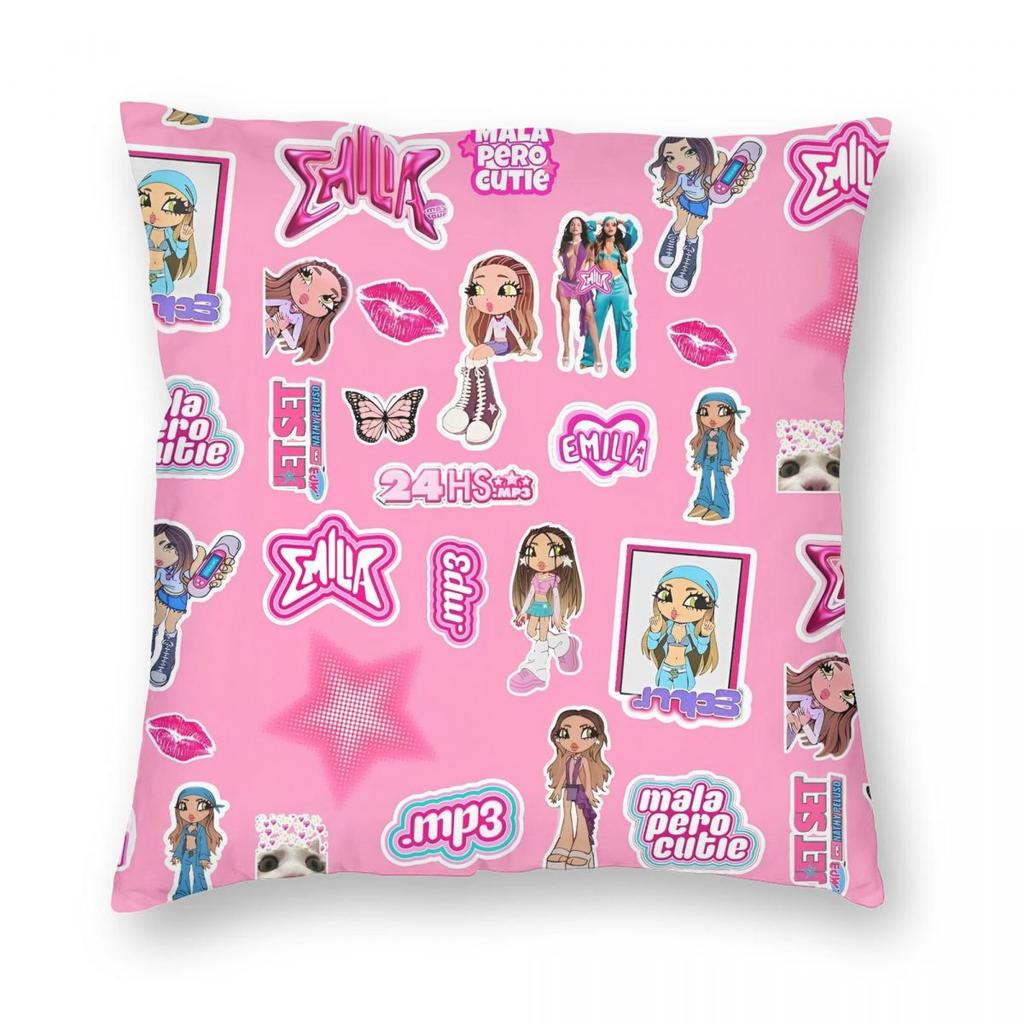 Emilia Mernes MP3 Kissenbezug Doppelseitiger Druck Polyester Kissenbezug Dekor Kissenbezug für Sofakissen Zuhause Quadratisch 45*45cm