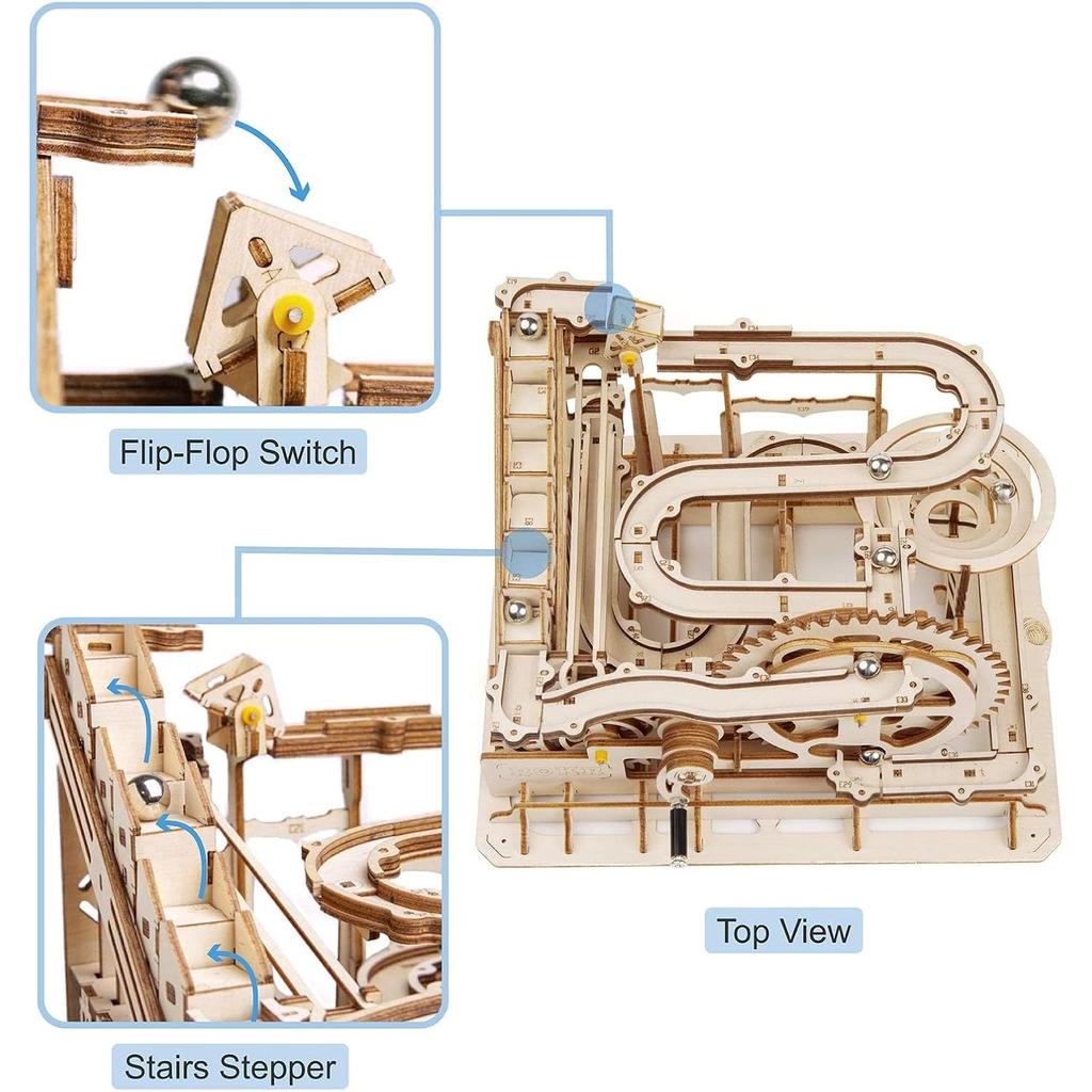 3D-Puzzles aus Holz, Murmelbahn-Set – Mechanischer Modellbausatz für Erwachsene, DIY-Achterbahn-Spielzeug, Geschenke für Jungen/Mädchen