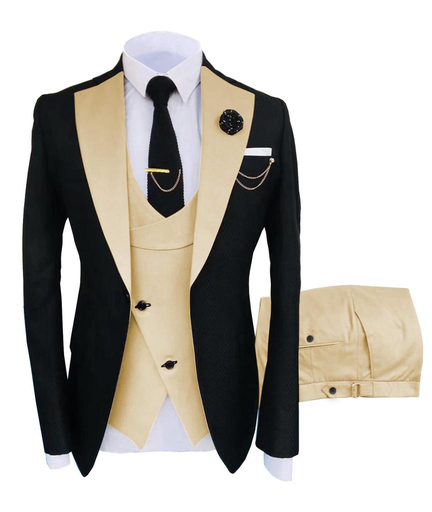 Men's European/American Business Style 3-Piece Suit Set for Wedding & Banquet – Groom/Best Man Plus Size