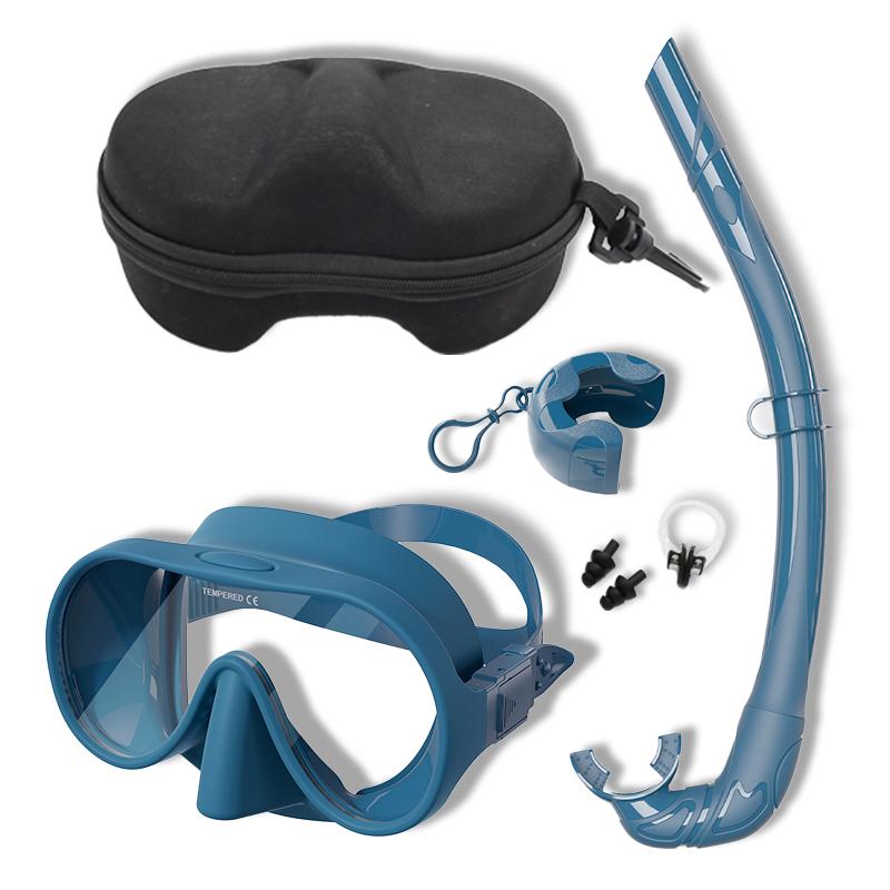 NEW Tempered Glass Freediving Mask Snorkeling Set Foldable Snorkel Diving Mask All-Inclusive Silicone