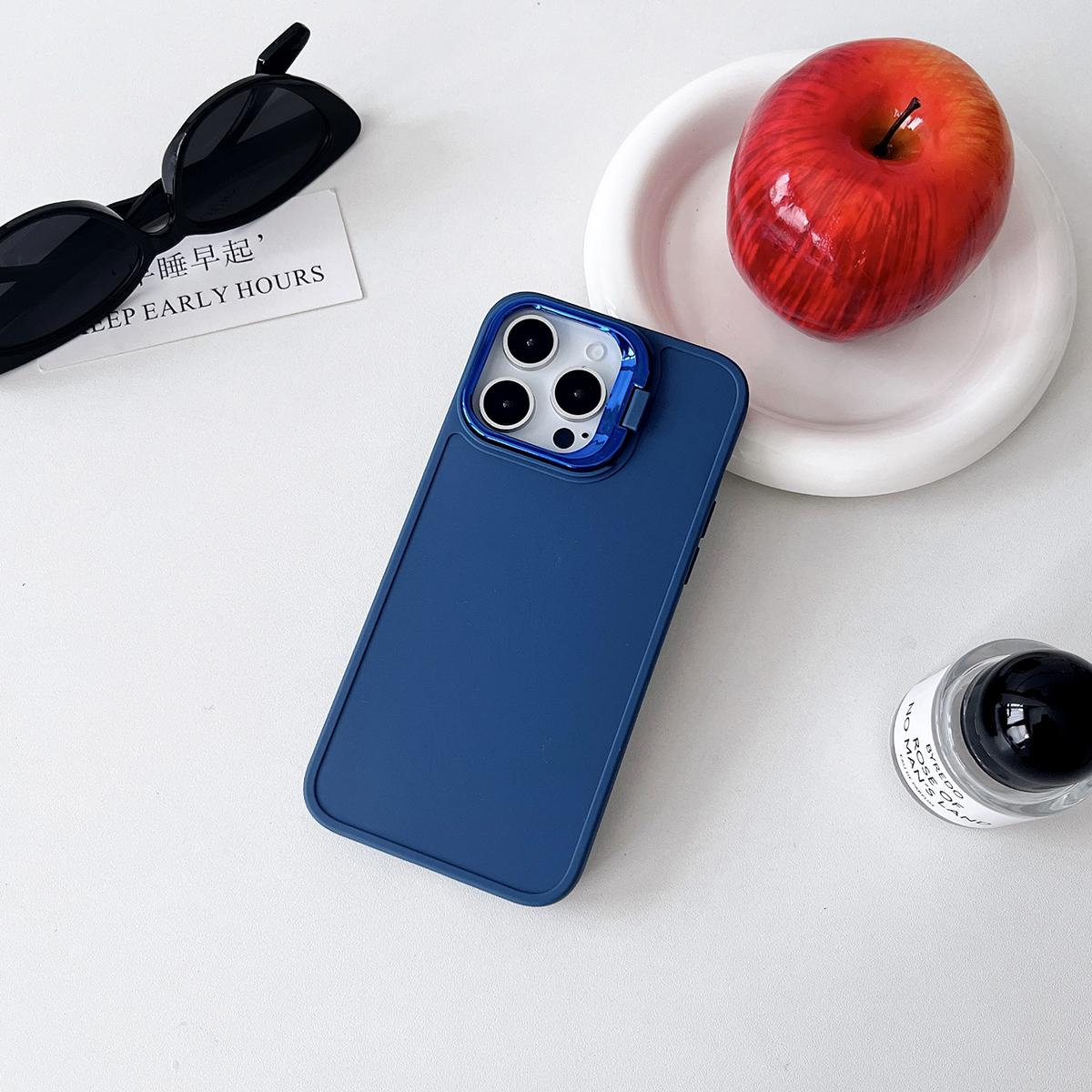 

Slim Phone Case for iPhone 15 16 14 13 Pro 14 15 16 13 12 for 16 14 13 12 15 Pro Max Anti -Fall Lens Protection Frame Flip Stand Case Soft Phone Cover iPhone 16 Pro Max синий